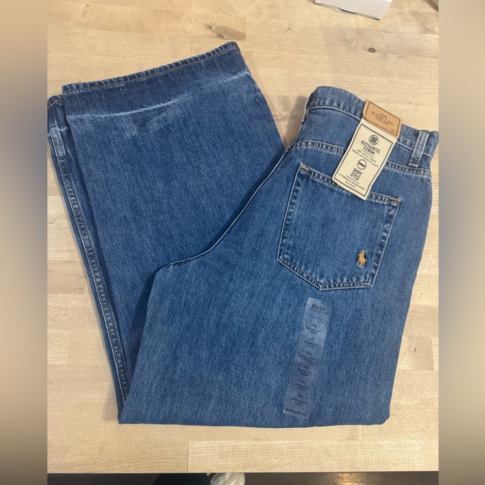 NWT Polo by Ralph Lauren Women's wide leg crop jeans yarn dyed - Picture 1 of 9